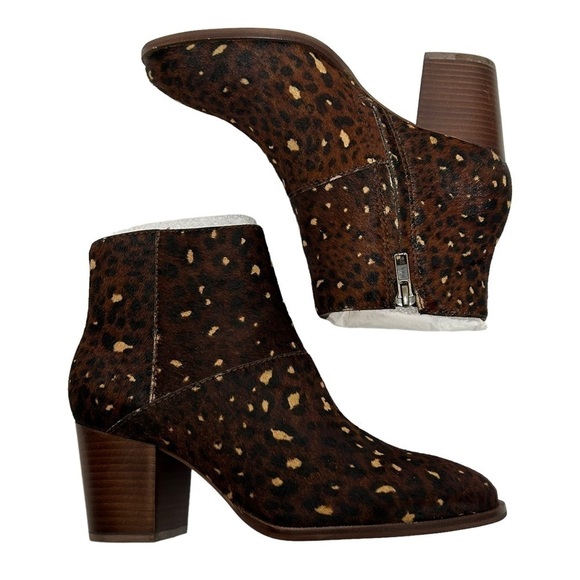 NWOT Madewell The Rosie Rich Brown Multi Mini Leopard Calf Hair Ankle Boots - Picture 3 of 16